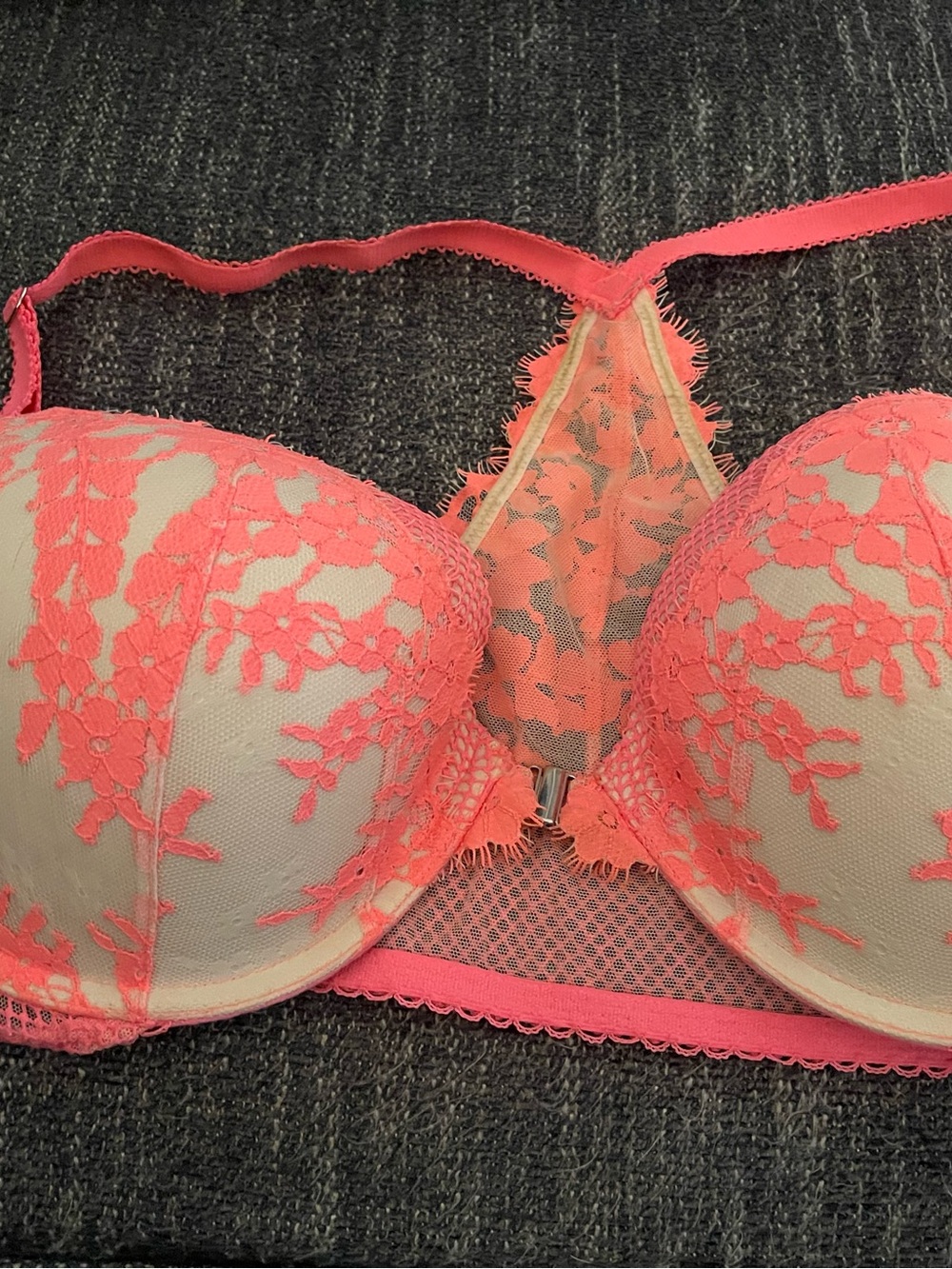 Coral Lace Push-Up Bra - Women's Intimates-Victoria’s Secret T-Back